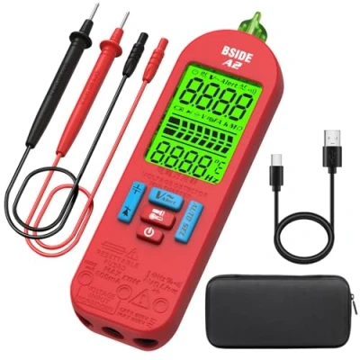 Image de BSIDE A2 Multimètre Numérique Intelligent Mini Testeur de Courant Automatique A1 Amélioré avec Grand Écran VFC NCV Tension Capacité Diode Résistance Fréquence Continuité Étui