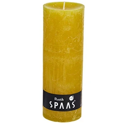 Image de SPAAS Bougie Pilier rustique non parfumée 68/190 mm, ± 95 heures automne jaune