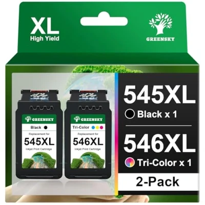 Image de GREENSKY PG 545XL CL 546XL Cartouches d&#039;encre Remplacement pour Cartouche Canon 545 546 XL PIXMA TS3150 TS3350 TS3450 TR4550 TR4551 MG2550 MG3050 MG3051 MG2950 MX495 (1 Noir, 1 Tri Couleur)