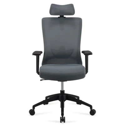 Image de Amazon Basics Chaise de bureau ergonomique à dossier haut, avec repose tête, accoudoirs et soutien lombaire réglables, 63 x 59,5 124 cm, Gris (Anciennement marque Movian)