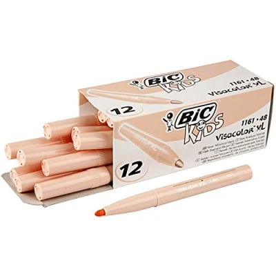 Image de BIC Kids Visacolor XL Feutres de Coloriage à Pointe Large, Lavables, Encre base d&#039;eau Pêche, Boîte 12
