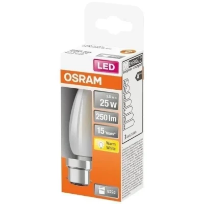 Image de OSRAM LED flamme verre dépoli 2.5W B22 250lm 2700K chaud