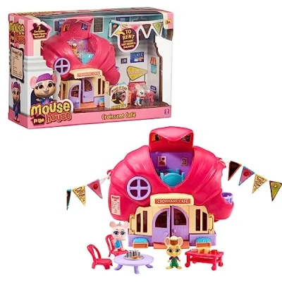 Image de MOUSE IN THE HOUSE, Coffret Croissant Café, avec 2 Figurines Souris Exclusives, des Accessoires et Stickers Qui Brillent dans Le Noir, Jouets pour Enfants à partir de 3 Ans, MUN01, Taille Unique