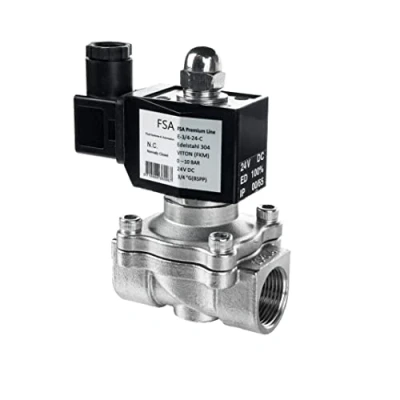 Image de FSA électrovanne acier inoxydable 304 3/4&quot; 24V DC 0 10 bar Viton fermée sans courant