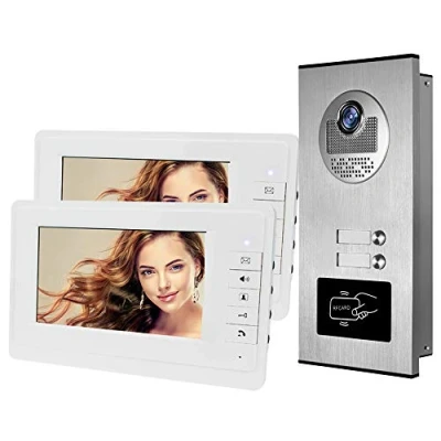Image de HFeng 7 &#039;&#039; Couleur Filaire Interphone Vidéo Porte Système de Téléphone kit 700TVL RFID Accès Entrée Caméra Sonnette IR Vision Nocturne pour 2 Appartements/Famille/Maison