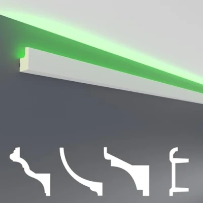 Image de HEXIM LED Stuckleiste Sparpaket Eclairage indirect avec moulures de plafond en PU, léger &amp; opaque (2m 19) Décoration coin spot intérieur