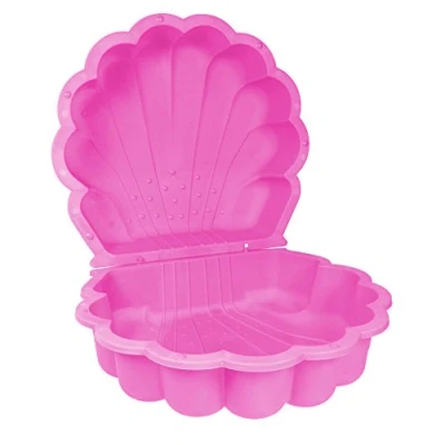 Image de Ondis24 Lot de 2 bacs à sable en forme coquillage, plastique, avec couvercle (87 cm, rose)