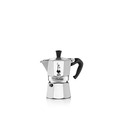 Image de Bialetti Mokina Cafetière 1/2 Tasse en Aluminium, argenté/Noir, 13 x 6,5 12 cm