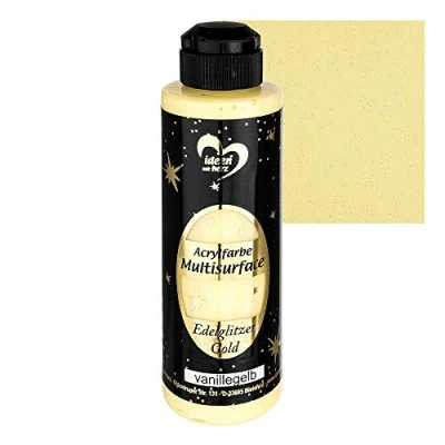 Image de Ideen mit Herz Peinture acrylique Multisurface à paillettes précieuses universelle base d&#039;eau Avec dorées scintillantes élégantes 180 ml (jaune vanille)