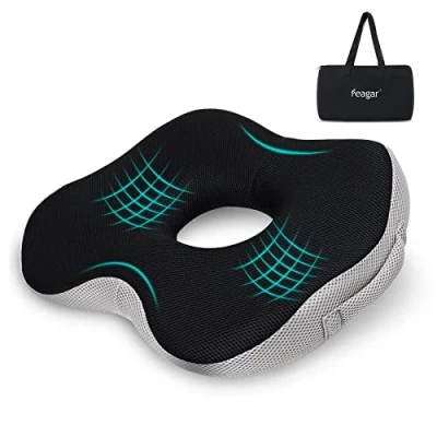 Image de Feagar Donut Coussin Chaise Bureau de Siège en Mousse à Mémoire Forme pour Hémorroïdes Pression du Coccyx, Soulager des Maux Dos Orthopédique Voiture