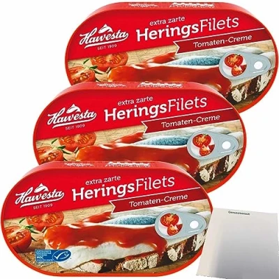 Image de Hawesta MSC Lot de 3 filets hareng en crème tomate (3 boîtes 200 g) + usy Block