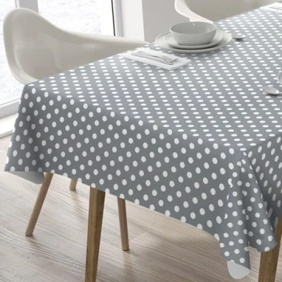 Image de Home Direct Nappe Toile cirée PVC Rectangulaire 140 x 200 cm à Pois Gris Clair