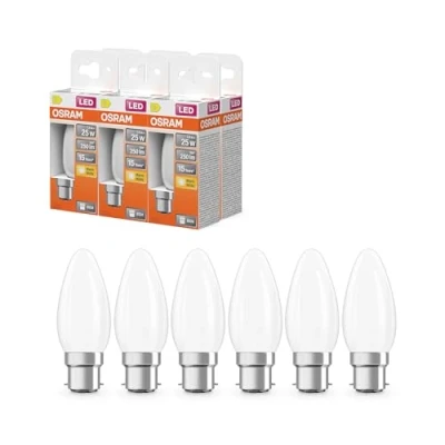 Image de OSRAM Lampe LED forme étoile bougie B25 filament, 2700 K blanc chaud, 1,8 W, B22d, dépolie, 250 lm, 15 000 h, pour lampes de table, luminaires décoratifs,6 Pack