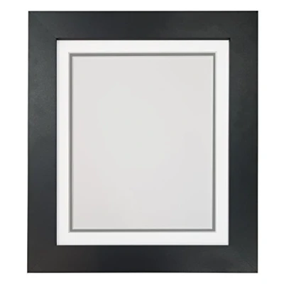 Image de FRAMES BY POST Metro Black Cadre photo avec double passe partout blanc sur fond gris foncé 50 x 40 cm pour image 30