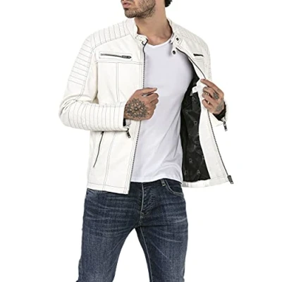 Image de Redbridge pour homme Veste de transition en cuir synthétique Blouson Vert Blanc S