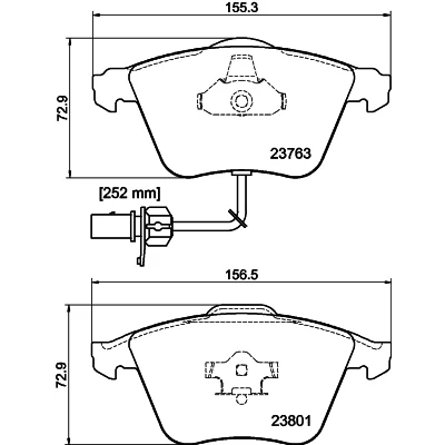 Image de HELLA 8DB 355 009 201 Jeu de plaquettes frein avec contact du palpeur d&#039;usure intégré AUDI: A4 B7 Avant, A6 C6 Berline, SEAT: Exeo ST