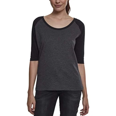 Image de Urban Classics Ladies 3/4 Contrast Raglan TEE Tshirt imprimé, Femme, Taille: Medium, Charcoal/black