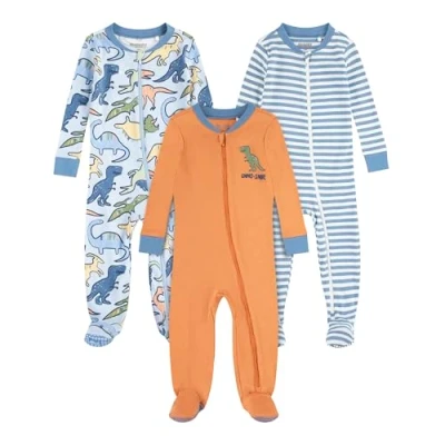 Image de Huggies Little Hugs Garçon Snug Sleep Coveralls (3 Pack) Ensemble De Pijama, Bleu/Orange, 4 Ans EU