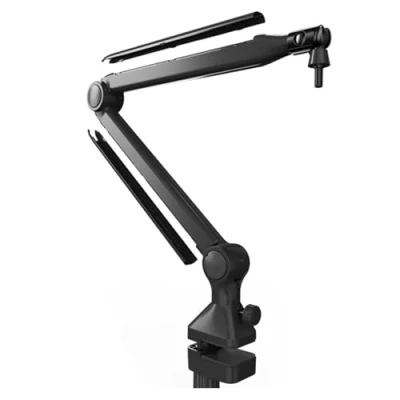 Image de Support de microphone réglable Boom Arm Mic Pince pour enregistrement vidéo en direct Noir