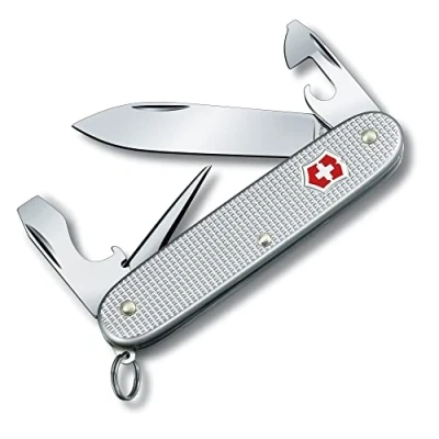 Image de Victorinox Pioneer Alox Couteau de Poche Suisse, Léger, Multifonction, 8 Fonctions, Lame, Ouvre Boite, Argent