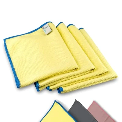 Image de ELEXACLEAN Chiffon en Microfibre (40x30cm, Set de 4, Jaune) sans Laisser Traces pour la fenêtre
