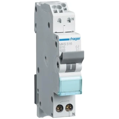 Image de Hager Disjoncteur 1 pôle + N 6 kA Courbe B 16 A Quick Connect mks516