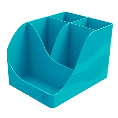 Image de Exacompta Réf. 69534D 1 Pot à crayons Pen Wave Skandi Bleu Pacifique 5 compartiments 4 hauts pour les grands ustensibles et compartiment bas petits ustensiles