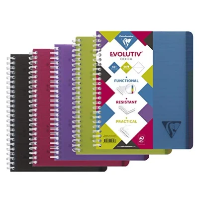 Image de Clairefontaine 329756C Linicolor Intensive Evolutiv&#039;Book Un Carnet à Spirale Perforé A5+ 16x21cm 180 Pages Détachables Lignées Cadrées Papier 90g Couverture Polypro Couleur Aléatoire