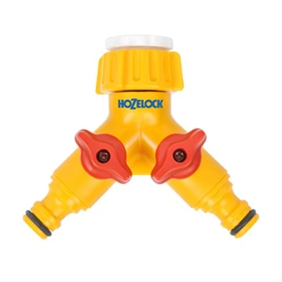Image de HOZELOCK Sélecteur de Circuit d&#039;Arrosage 2 Voies pour Robinet: Créer Circuits sur 1 Robinet, Vanne Débit Indépendante par Sortie, Peu être Utilisé comme Raccord Dérivation Y [2256 0000]
