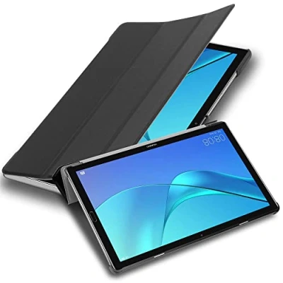 Image de Cadorabo Coque Tablette pour Huawei MediaPad M5 / Pro (10.8&quot; Zoll) en Noir Satin Housse Protection Très Fine Similicuir Style Livre avec Auto Wake Up et Stand Horizontal