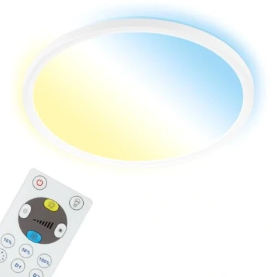 Image de Briloner Plafonnier LED à intensité variable avec rétroéclairage, Télécommande 18 W 2400 lm Blanc 293 x 28 mm (D H)