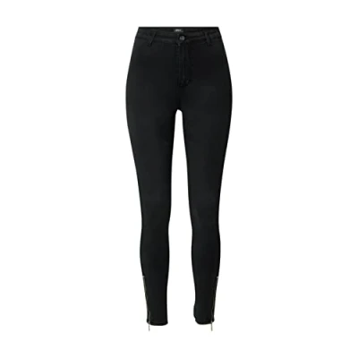 Image de ONLY Onlroyal Hw SK Hem Zip Clean La Pimbox Jean, Noir délavé, XL x 32L Femme