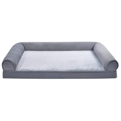 Image de Amazon Basics Canapé en Mousse pour Chien Animal de Compagnie avec Housse Amovible, Gris, 112 x 89 20 cm (L W H)
