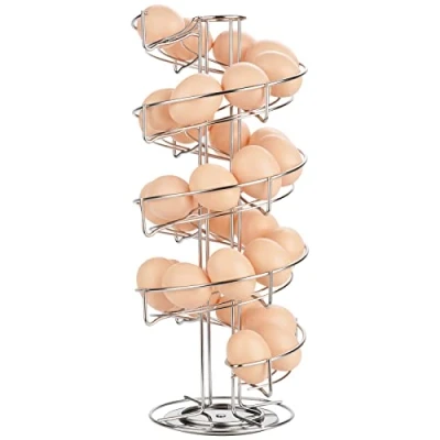 Image de Toplife Distributeur Oeuf Acier Inoxydable, Spirale Rangement Contient Environ 30 36 Oeufs, Support à Oeufs Peut Ranger et Marquer dans l&#039;ordre Argenté