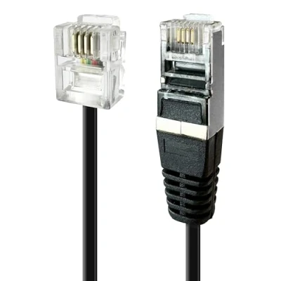 Image de apm 570843 Cordon ADSL Rj11/Rj45 Connecteurs Mâle/Mâle Noir 2M de longueur doux et flexible pour relier à un boîtier ou modem
