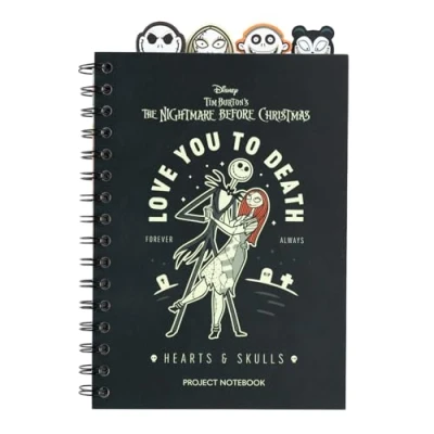Image de Grupo Erik Carnet de projet A5 Disney avec 4 séparateurs L&#039;Étrange Noël monsieur Jack séparateurs, Planificateur projet, Bloc notes Papeterie