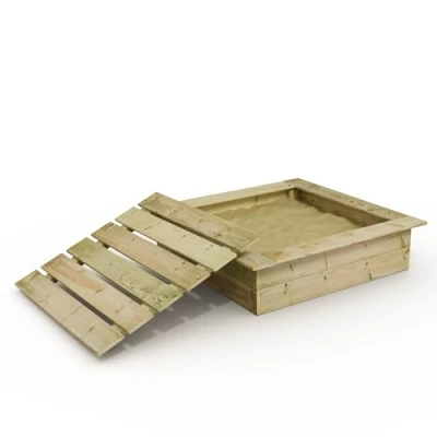 Image de Wickey Bac à Sable avec Couvercle King Kong Design Spacieux et Robuste, Bois de Haute Qualité, 120x120 cm, Protecteur, Parfait pour Jeux Jardin Familiaux