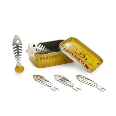 Image de Balvi Set de 6 Pics apéritif Sardines en Forme d&#039;arête Poisson et présenté dans Une boîte à Sard