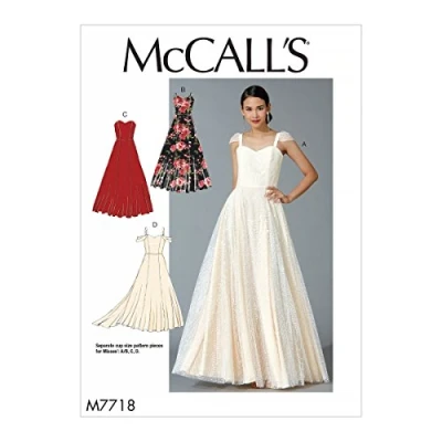 Image de McCall&#039;s Patterns McCall Patron 7718 A5, Robes pour Femme, Tailles 34 à 42, Mouchoir, Multicolore, 17 x 0,5 0,07 cm