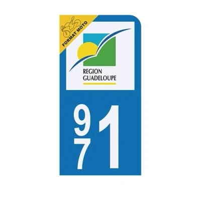 Image de HADEXIA Autocollant Plaque d&#039;immatriculation Moto 971 Guadeloupe Version BIS