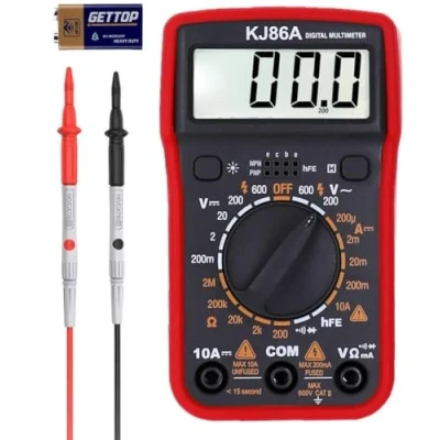 Image de Multimètre, testeur de continuité, tension, batterie, voltmètre numérique, ohm, volt, ampèremètre, tension AC/DC, courant, résistance, diode, transistor, grand écran LCD et