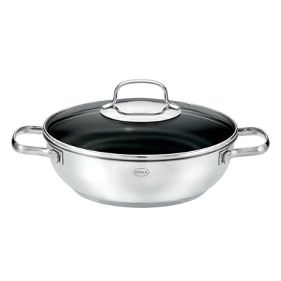 Image de RÖSLE ELEGANCE ProPlex Poêle à servir, Antiadhésive, Stylée &amp; Efficace Ø 24 cm, Résistante la chaleur jusqu&#039;à 260 C, Revêtement antiadhésif ProPlex, argentée, acier inoxydable 18/10