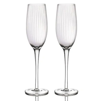 Image de BarCraft Set de 2 Flûtes à Champagne Striées dans un Coffret Cadeau, Fabrication Artisanale la Main, 200 ml