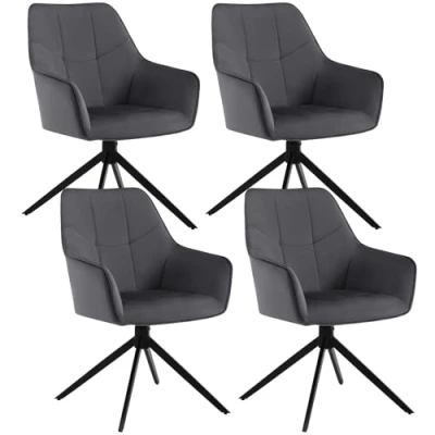Image de WOLTU Chaises de Salle à Manger Pivotantes Lot 4, Chaise Cuisine Pivotante avec Pieds en Métal Noir, Fauteuils Rembourrés Dossier, Velours, Gris Foncé, EZS09dgr 4