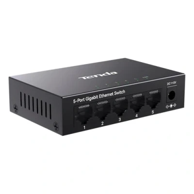 Image de Tenda 5 Port Gigabit Metal Ethernet Switch, 10/100/1000Mbps Auto MDI/MDX, Plug and Play, Silent Fanless Rj45 Switch for Home Office (TEG1005D)