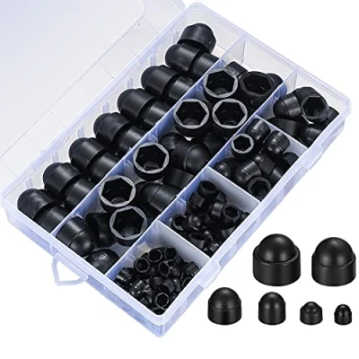 Image de 145 Pièces Cache Boulons Capuchon à Vis, Plastique Écrous Dôme, Ecrou Protection Hexagonal, Écrou de Noir pour Machines Meubles Véhicules M4/M5/M6/M8/M10/M12 (Noir)