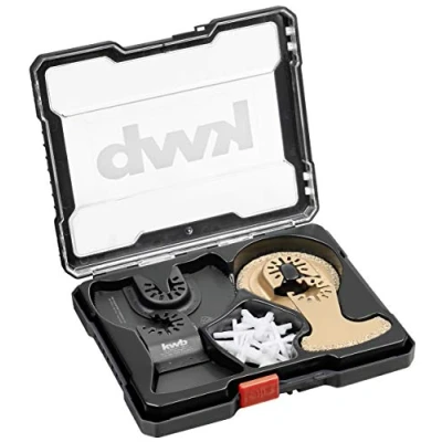 Image de kwb Accessoires Multitool en kit de 22 pièces, lame scie Ø 87 mm, forme doigt, râpe à joints semi circulaire saupoudrée carbure, grattoir dur, 52 mm large