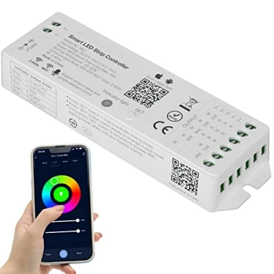 Image de PAUTIX 5 en 1 WiFi LED contrôleur à intensité variable pour Ruban lumineuses monochromes CCT RGB RGBW RGBCCT compatible avec Tuya/Smart Life/Alexa/Google Home/Siri, de lumières DC12 24V