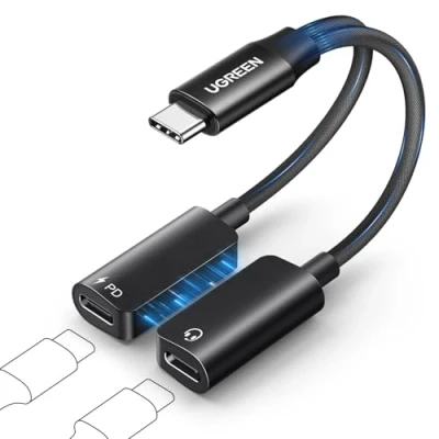 Image de UGREEN Adaptateur Magnétique USB C vers 2 en 1 Écouteur USBC Charge Rapide PD 60W 96Khz 24Bit Compatible avec iPhone 16 15 Plus Pro Max iPad Galaxy S25 24 MacBook Air PS5 4 Xbox