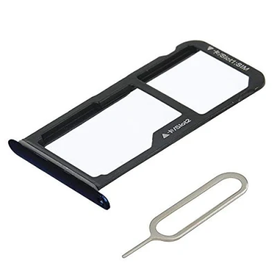 Image de MMOBIEL Tiroir Carte Dual SIM de Rechange Compatible avec Huawei P Smart 2019 INCL. l&#039;épingle Support Noir